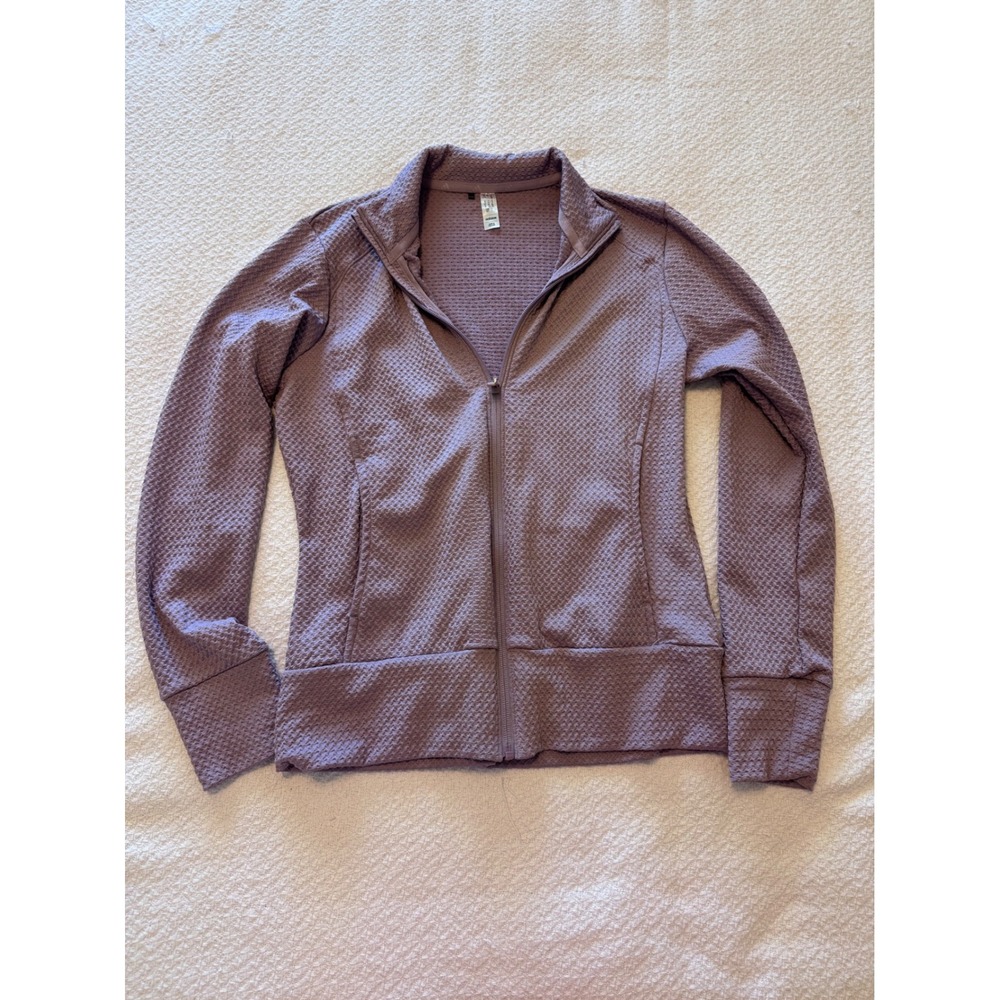 Adidas Mauve Purple Waffle Knit Full Zip Mock Neck Athletic Jacket IN4269 Small